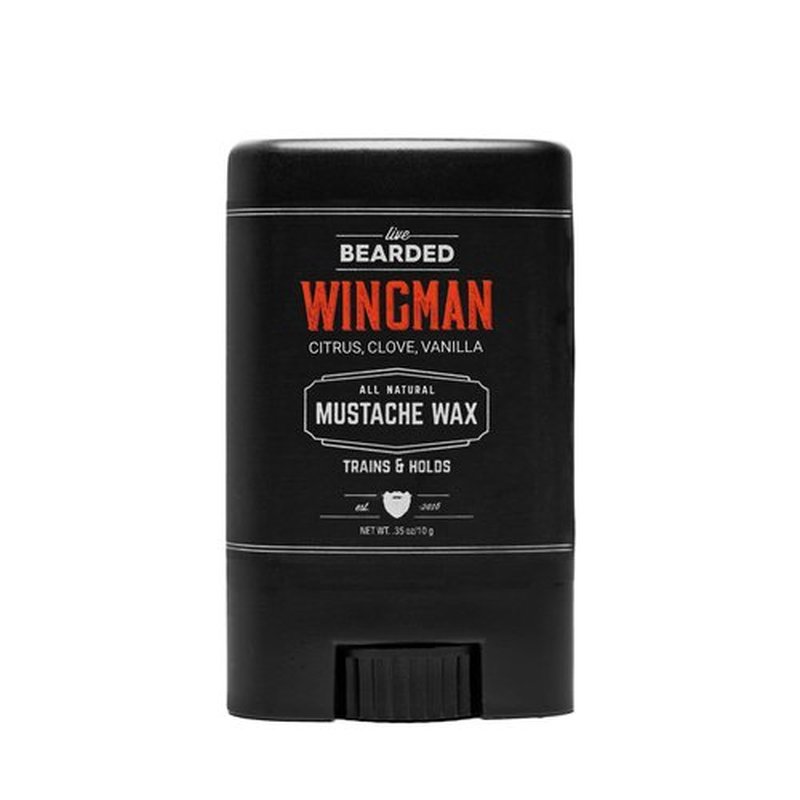 Live Bearded: Mustache Wax - Wingman - 0.35 Oz - Medium Hold - All-Natural Ingredients with Beeswax, Lanolin, Jojoba Oil and Essential Oils for Fragrance - Made in the USA