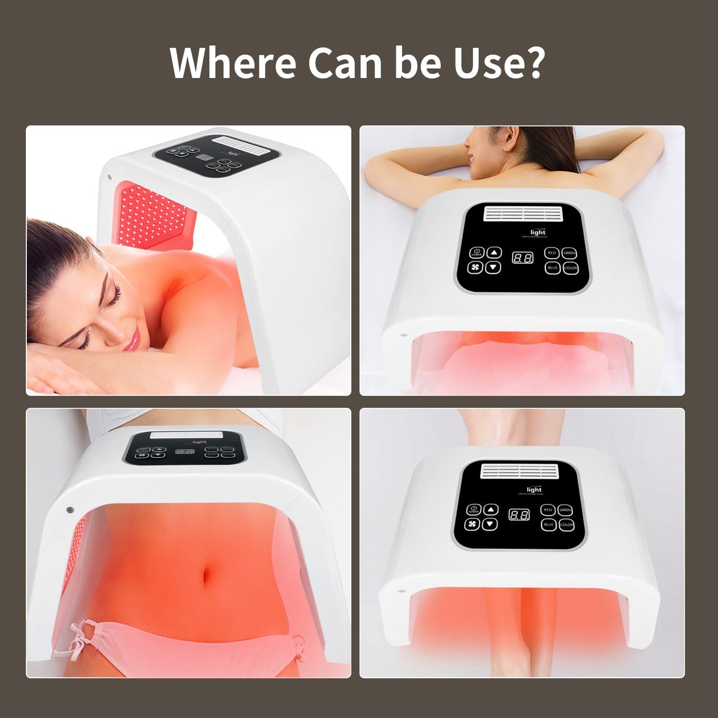 LED-Face-Red-Light-Therapy-Mask,7 Color LED Mask Light Therapy Equipment,Home Skin Care Beauty Equipment for Facial, Neck & Body Use (Square)