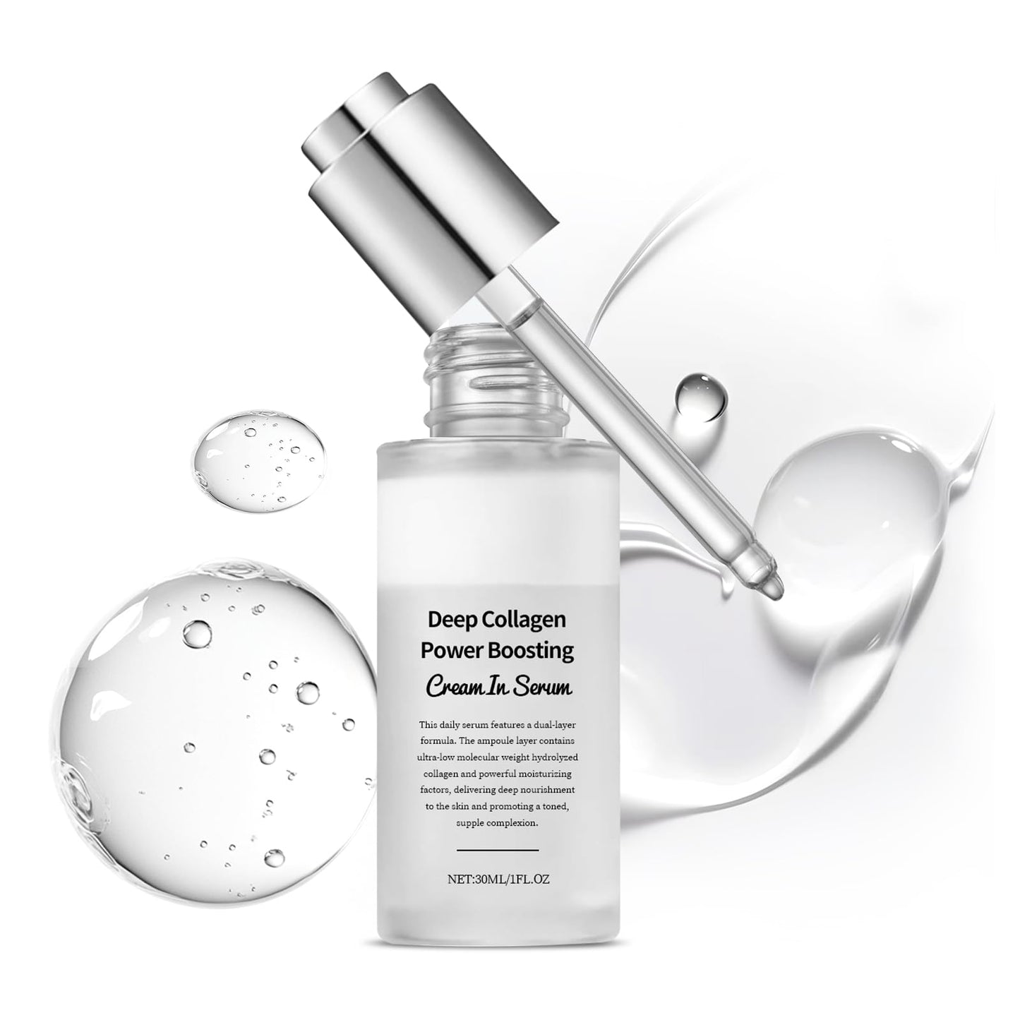 30ML Deep Collagen Anti-Wrinkle Serum, Intense Firming & Hydrating Treatment Anti Aging Face Serum with Hyaluronic Acid, Elasticity for Aged Skin