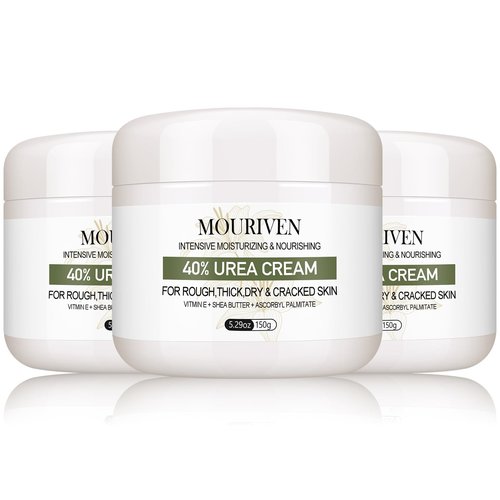 3 Packs Urea Cream 40 Percent - Foot & Hand Cream, for Dry, Cracked Heels, Feet, Knees, Elbows, and Hands, Callus Remover, Maximum Strength Urea Lotion for Softening and Moisturizing