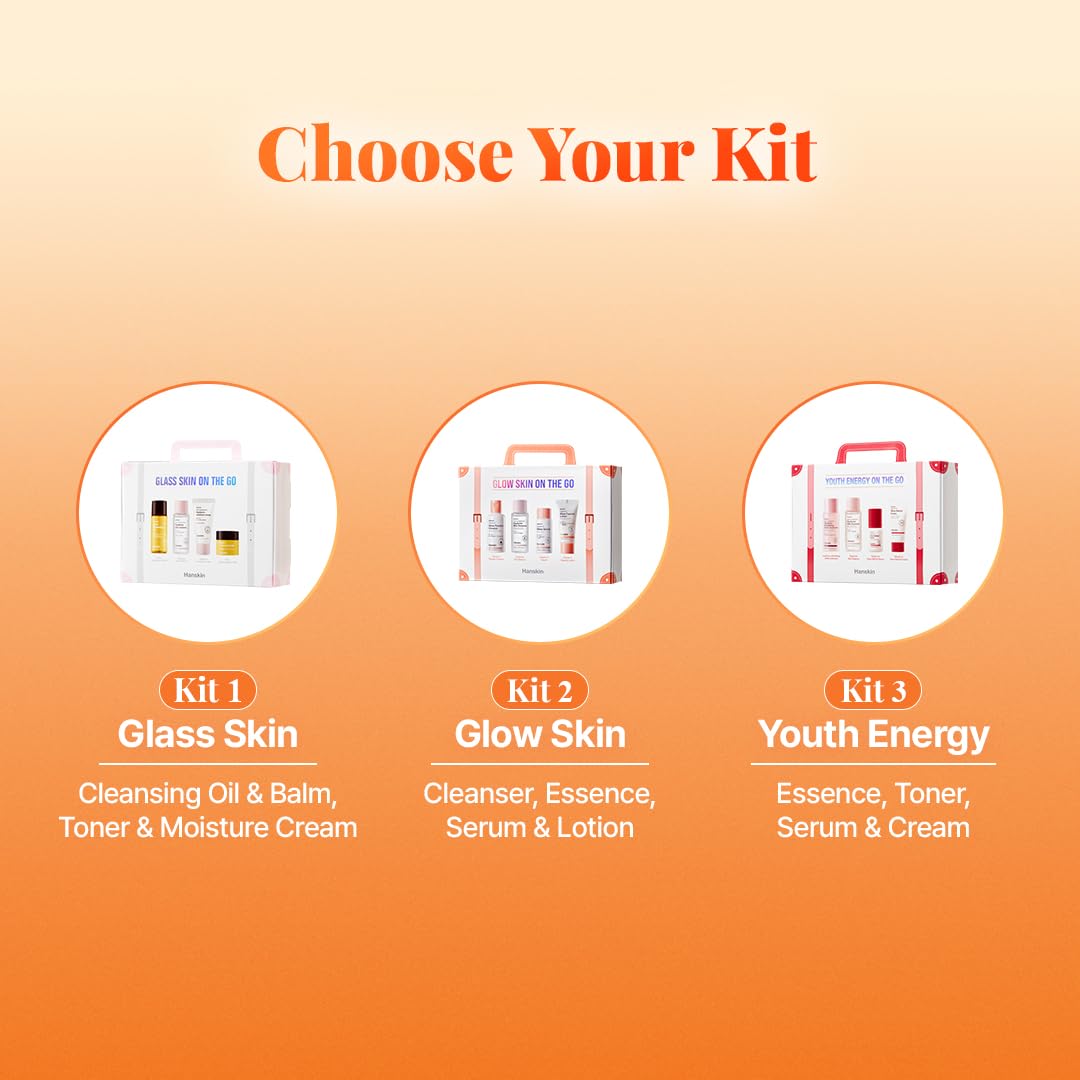 Hanskin Glow Skin On the Go Kit–Brightening & Hydrating Mini Skincare Set with Cleanser, Essence, Serum & Lotion | TSA-Friendly Travel Kit, Holiday Gift, Stocking Stuffer, Teen Girl & Women’s Skincare