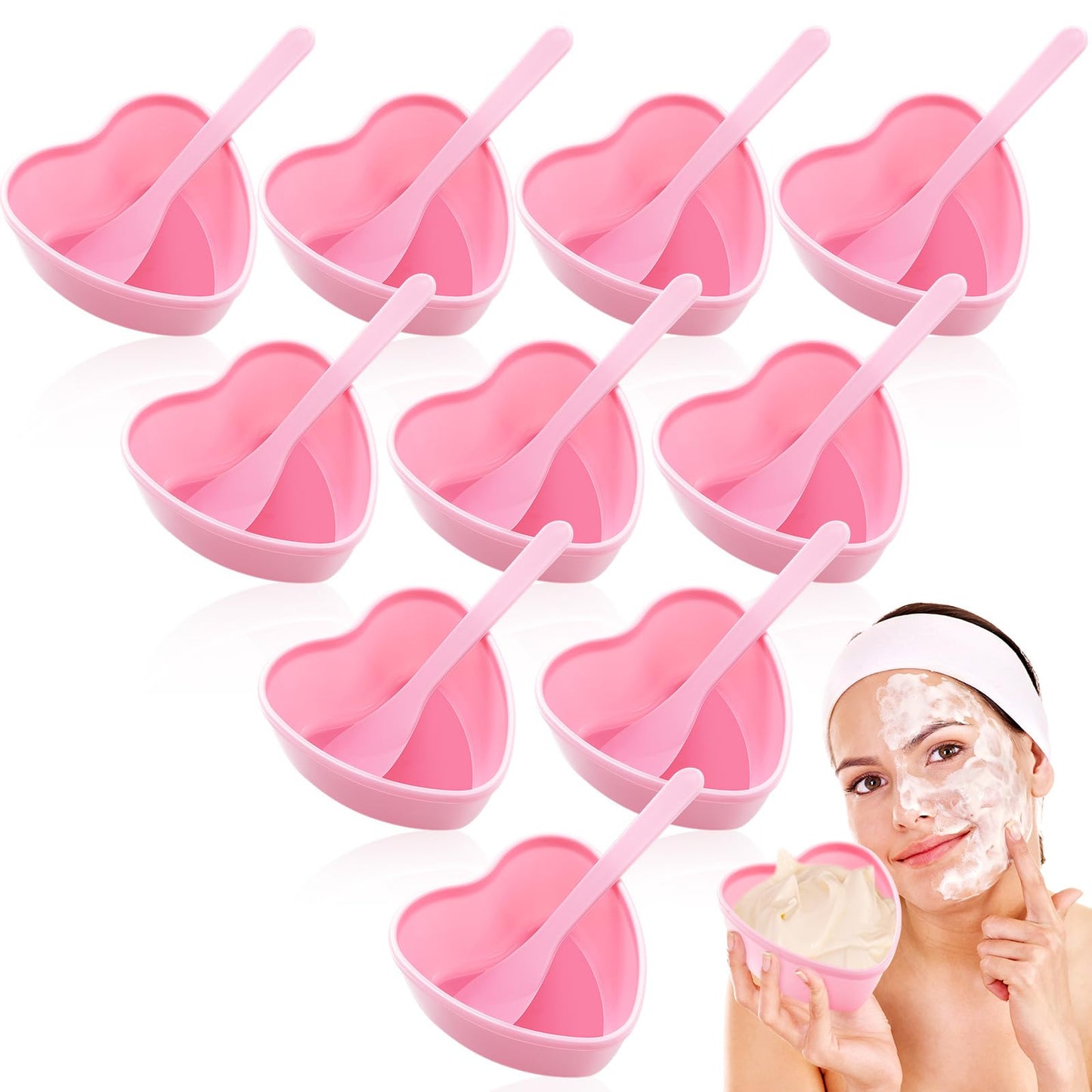 Teenyyou 15 Sets Facial Bowls for Esthetician, Pink Facial Mask Mixing Bowls Set with Spatula, Heart Shape Facemask DIY Skin Care Mixing Tool Kit Esthetician for Lady Women Home Beauty Salon Hair Dye