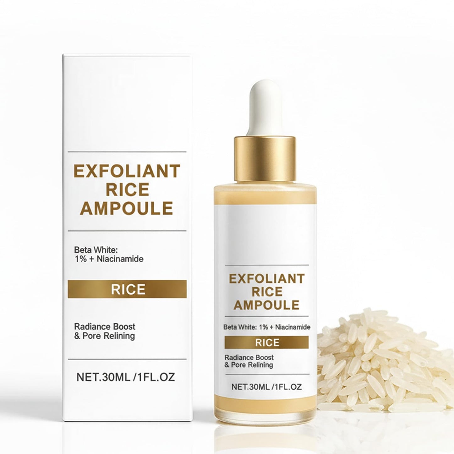 Glow Rice Peeling Ampoule, Soft Exfoliating Face & Body, Peel Shot Glow Scrub, Remove Dead Skin Cells Serum, Gentle Hydrating Formula for All Skin Types, 30ML