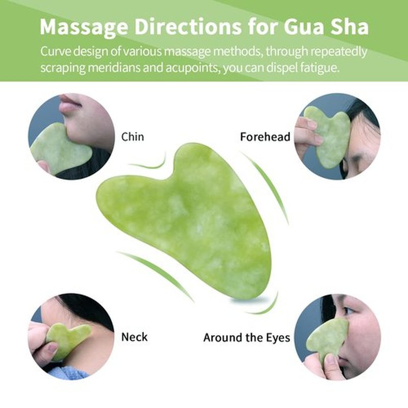 3-in-1 Natural Stone Jade Roller and Gua Sha Set for Face and Eye Ice Roller Facial Cooling Massage Roller