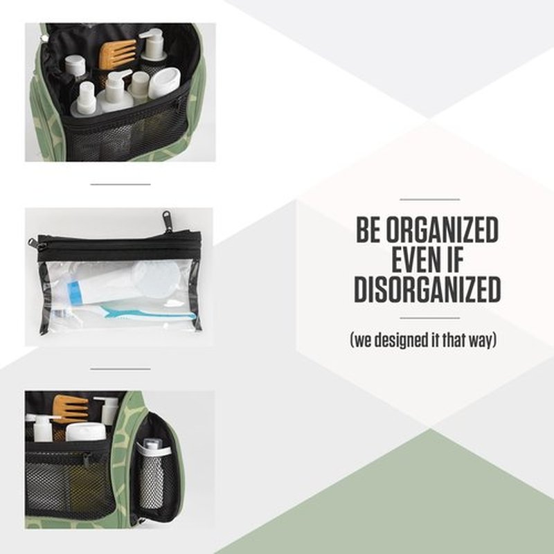 VENTURE 4TH Hanging Travel Toiletry Bag for Women & Men - Travel Organizer with Expandable Compartments & Removable Clear Pouch for Toiletries (Olive Giraffe)