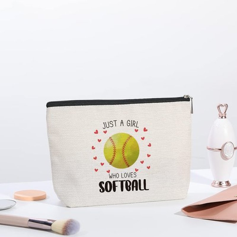 kdxpbpz Softball Gifts Makeup Bag Inspirational Gifts for Women Her Softball Lovers Mom Sister Birthday Gifts for Female Coworker Friend BFF Besties