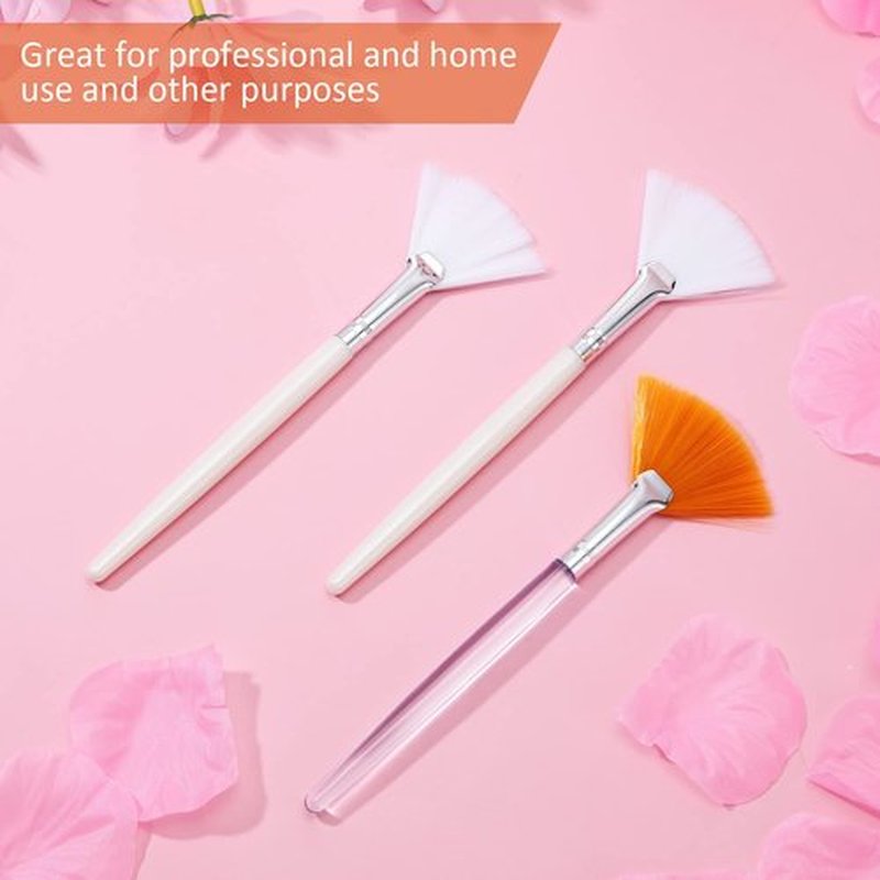 9 Pieces Facial Brushes Fan Mask Brushes, Soft Facial Applicator Brushes Tools for Peel Glycolic Mask Makeup for Mud Cream (White, Yellow)
