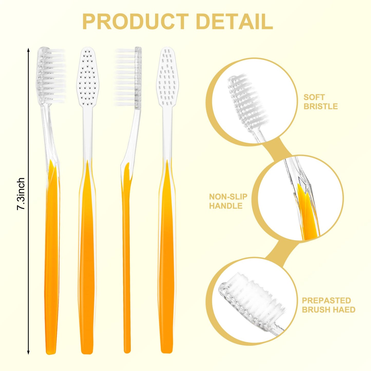 HQSLsund 200pcs Prepasted Disposable Toothbrushes Bulk Individually Wrapped Pre Pasted Soft Bristle Tooth Brush Set Travel Toothbrushes for Homeless Gift Hotel Camping Travel