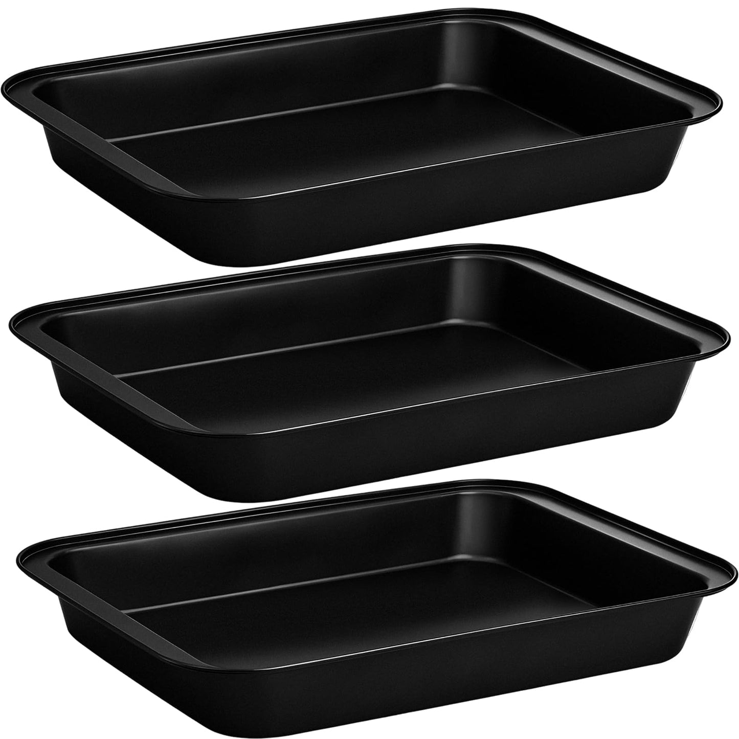 Jibrelxion 3 Pack Rectangular Cake Pan, 9.6"x7.4" Carbon Steel Baking Pan