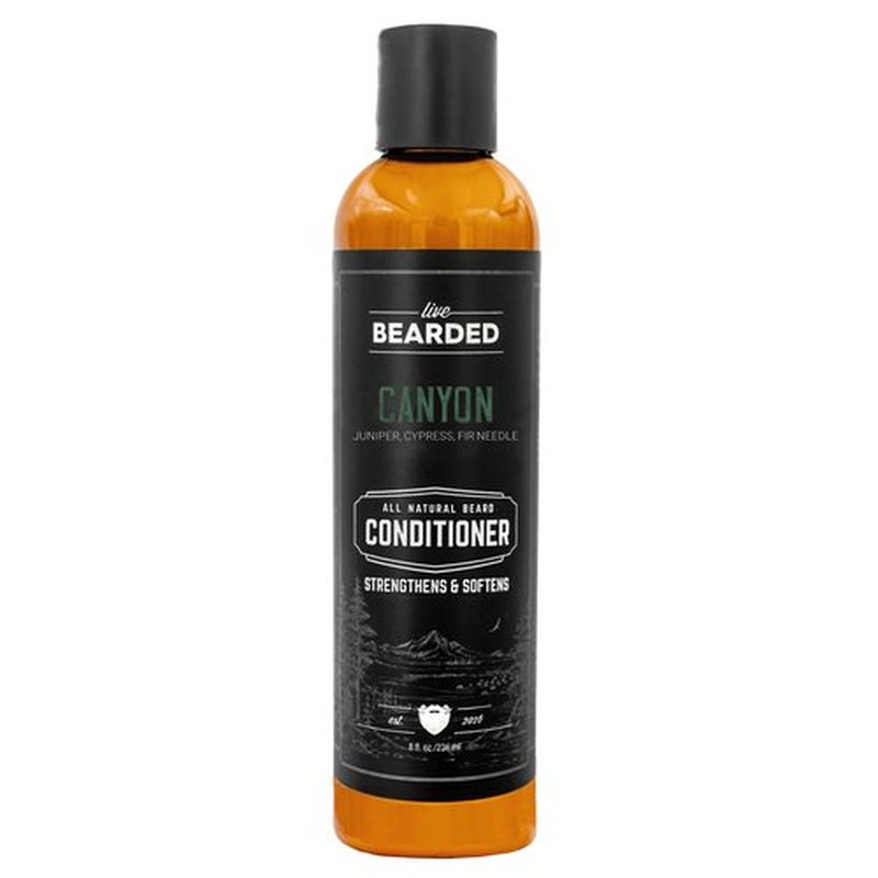 Live Bearded: Beard Conditioner - Canyon - Facial Hair Conditioner - 8 oz. - Strengthens and Softens - All-Natural Ingredients with Biotin, Coconut Oil, Argan Oil, and Caffeine - Made in the USA