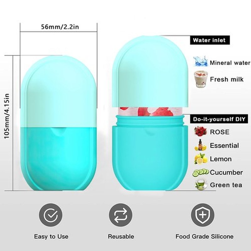 KOGITI Ice Mold for Face, Ice Roller for Face & Eye, Beauty Facial Ice Rollers Ice Holder Mold Face Puffiness Relief Massage Skin Care Tools, Ice Facial Cube (New-Blue)