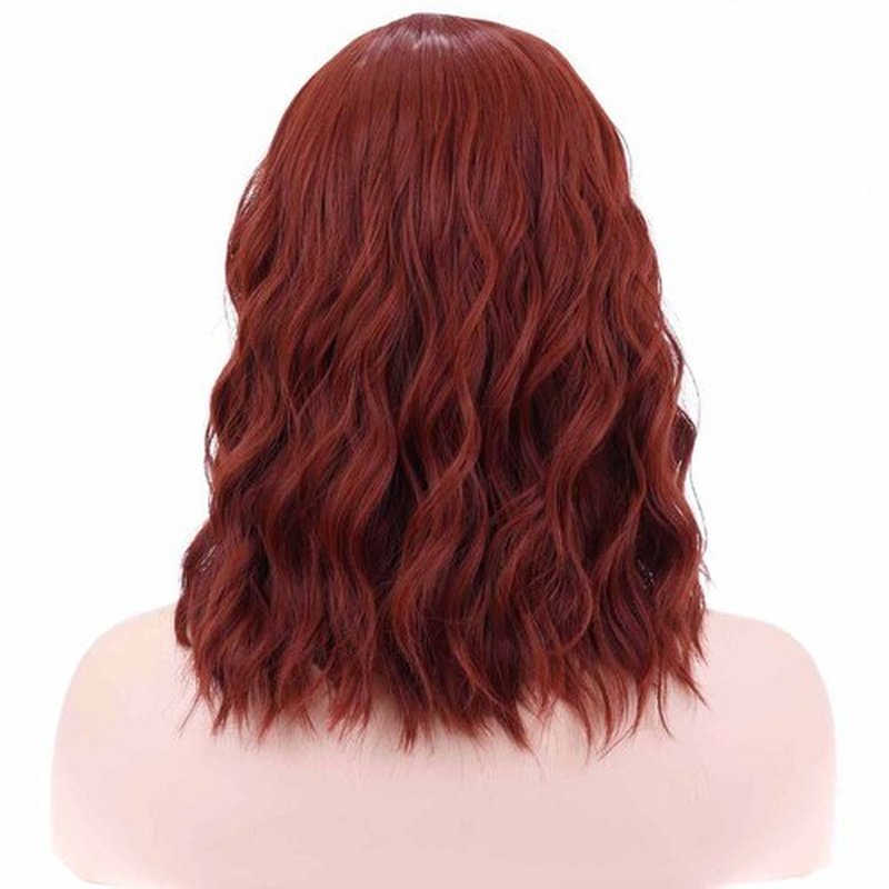 RightOn 14 Inches Red Copper Wig Short Curly Wig Dark Orange Wig Short Wig Women Wigs Red Brown Wig Shoulder Length Wigs with Wig Cap