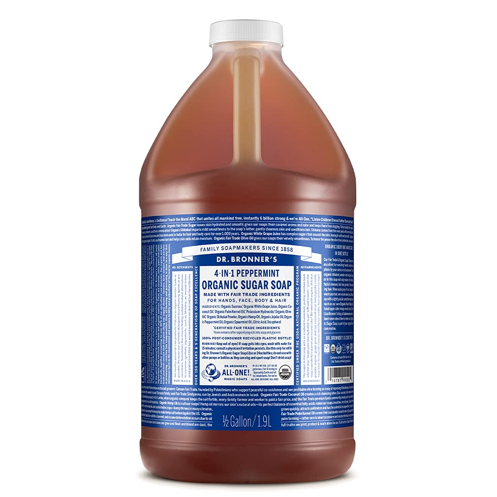 Dr. Bronner's Organic Sugar Soap (Baby Unscented, 24 Ounce) - Made with Regenerative Certified Organic Oils, Sugar & Shikakai Powder, 4-in-1 Use: Hands, Body, Face and Hair- Liquid Soap, Nourishes