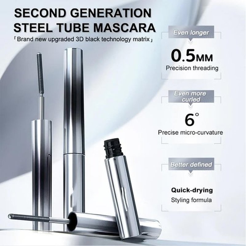 Chromamascara Mascara - Chromamascara, Chromamascara Waterproof, Chromamascara Beautiful, Washable Metal Rod Mascara, 3D Curling Eyelash Iron Extensions Mascara, Waterproof, Long Lasting (Brown, 1)