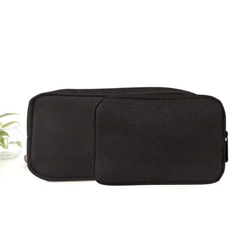 ERCRYSTO Universal Electronics/Accessories Soft Carrying Case Bag, Durable & Light-Weight,Suitable for Out-Going, Business, Travel and Cosmetics Kit (Small+Big-Black)