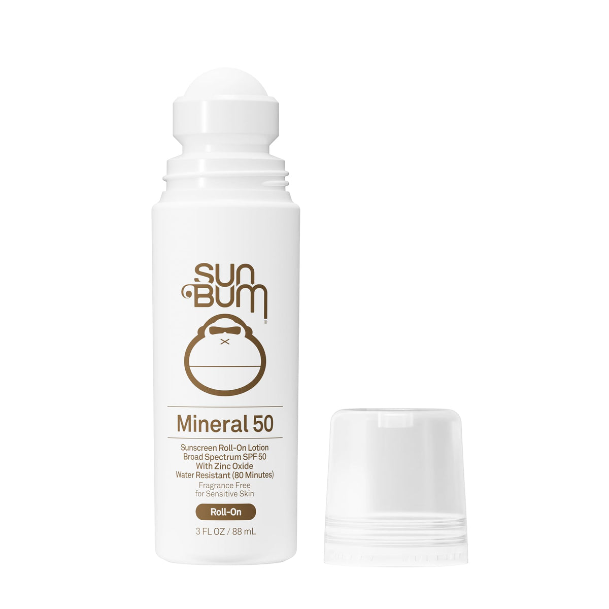 Sun Bum Mineral SPF 50 Roll-On Sunscreen Body Lotion - Broad Spectrum Moisturizing Sunscreen with Vitamin E - Hawaii 104 Act Compliant (Made without Octinoxate & Oxybenzone) - Travel Size 3 oz