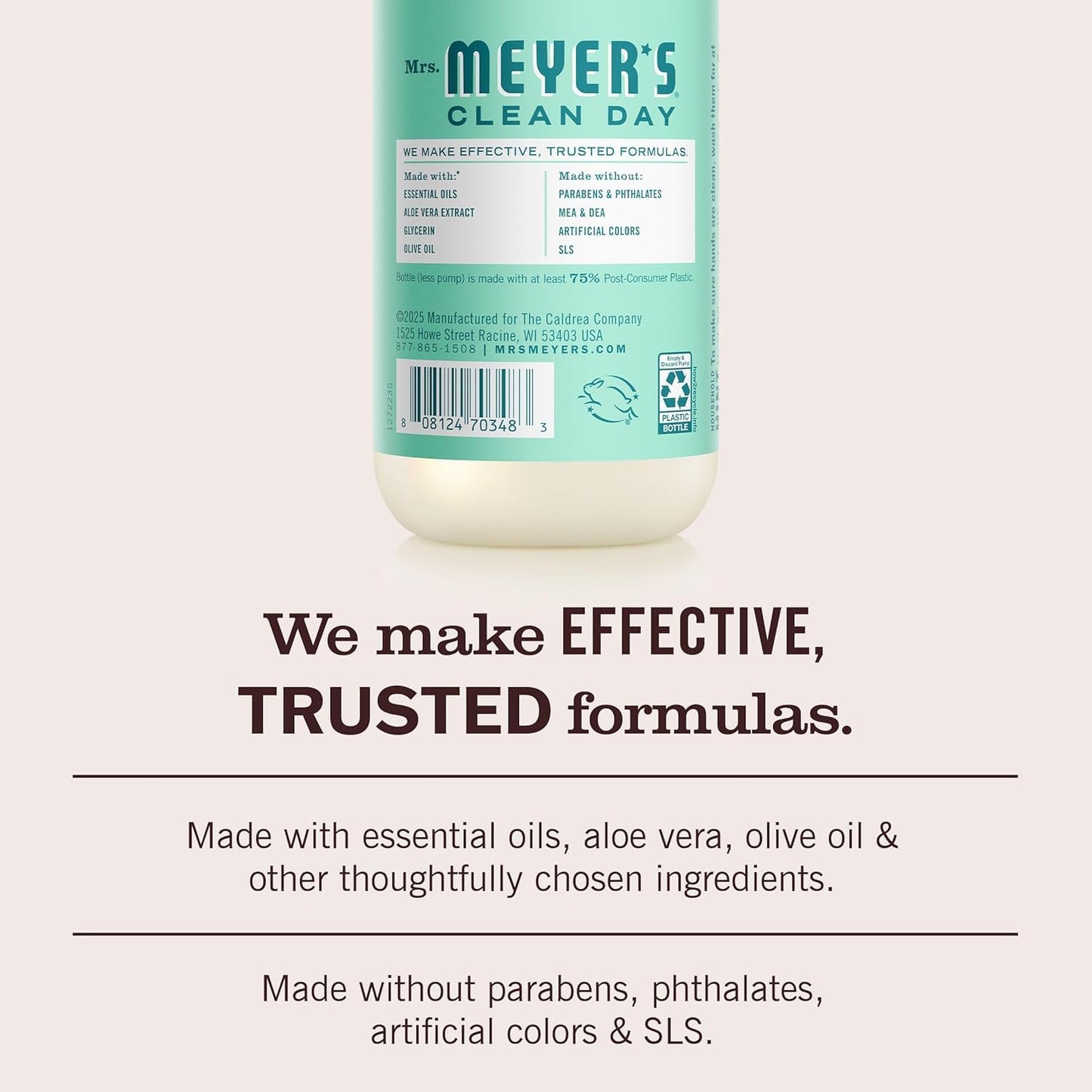 Mrs. MEYER'S CLEAN DAY Liquid Hand Soap Mint 12.5 Fl Oz (Pack of 3)