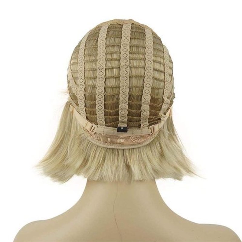 Aimole Short Straight Bob Wig Cute Flat Bangs Synthetic Full Women Wigs (24BT613)