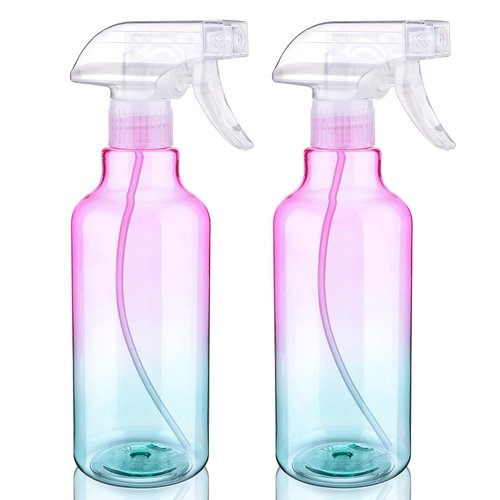 Plastic Spray Bottle 16.9oz Empty Spray Bottles Refillable Container Trigger Sprayer for Cleaning Solutions, Water, Plants, Pet, Essential Oils, Hair, 2 Pack (gradient)