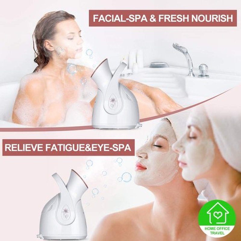 Facial Steamer, Amconsure Nano Ionic Face Steamer for Home Facial, 100ML Warm Mist Humidifier for Women Moisturizing Face Spa Steamer, Unclogs Pores-Bonus Stainless Steel Skin Kit and 2 Face Scrubbers