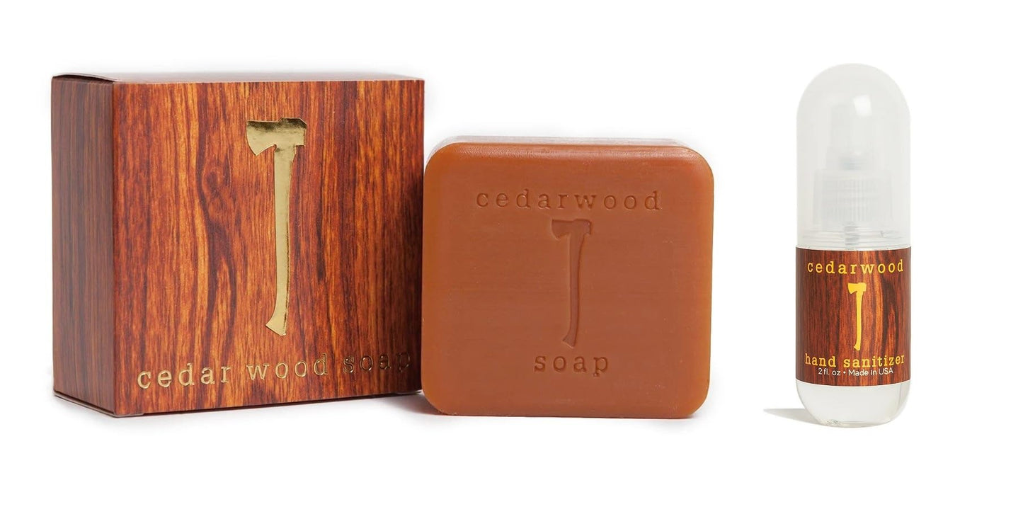 Kalastyle CEDAR WOOD Soap and Hand Cleansing Spray DUO | Contains one 5.4 ounce bar of Soap and one 2 ounce bottle of CEDAR Wood Scented Cleansing Hand Spray | Vegan, Cruelty-Free | Made in USA
