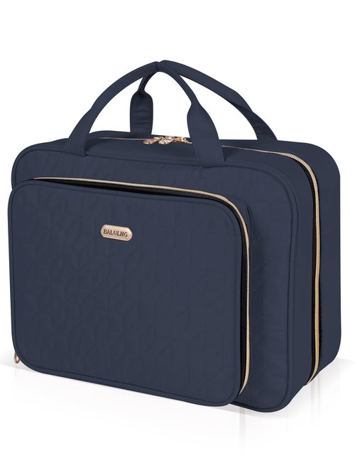 BALULHG Travel Toiletry Bag for Women Large Capacity with Hook - Portable Cosmetic Case,Hanging Makeup Bag for Full Sized Toiletries，Travel Essentials for Business Trips and Camping,Blue