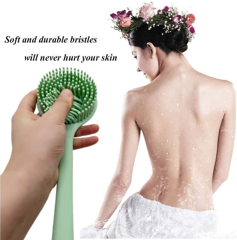 Silicone Body Scrubber - Long Handle Exfoliating Shower Brush for All Ages | Ideal for Smooth Skin