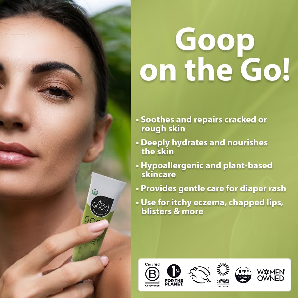 All Good Goop on the Go - Chafing Cream, Dry Skin Salve, Cracking Lip Moisturizer - Soothes, Hydrates & Calms - Travel Size Recovery Balm 1oz (2-pack)