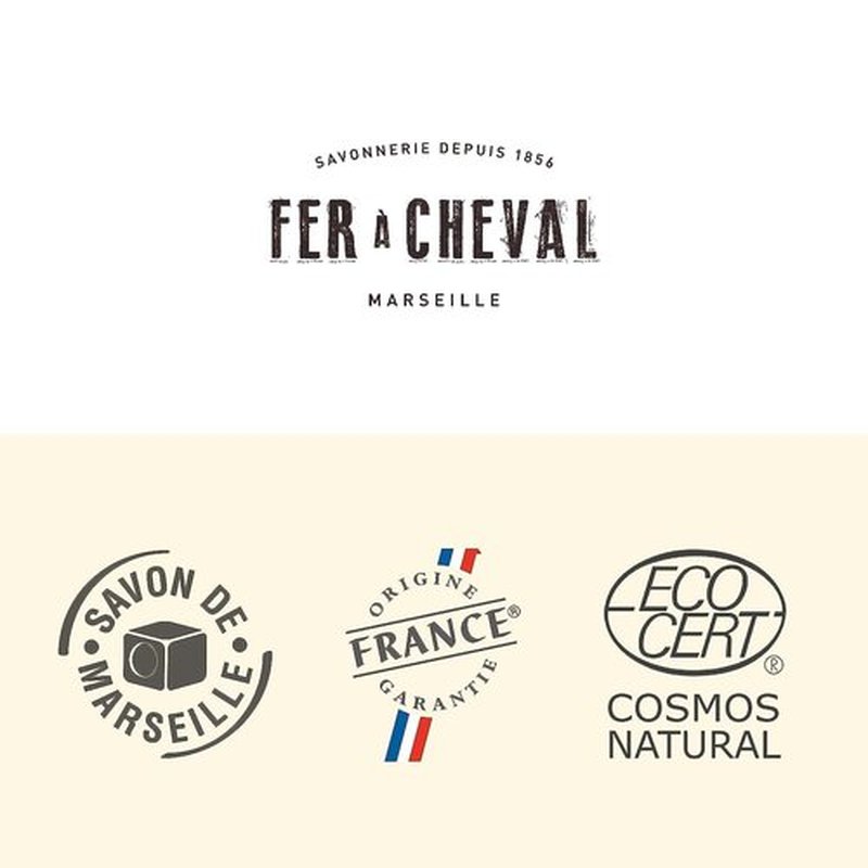 Fer à Cheval Pure Olive and Vegetal Authentic Savon De Marseille Soap Bar, Natural Hypoallergenic Soap Cubes with French Olive Oil, Vegetal 2 Pack, 300g