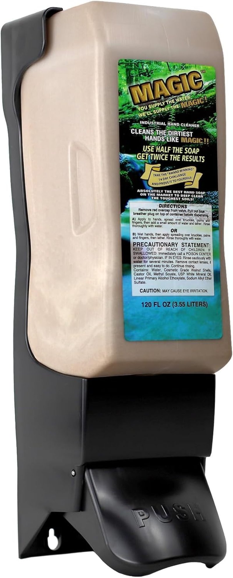 Magic Push-Style Hand Soap Dispenser - Wall Mount for 3.55L Bottles | Quick Install for Commercial & Industrial Use