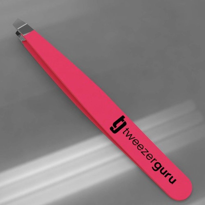 Tweezer Guru Tweezers for Women - Slant Pointed Precision Tweezers for Eyebrows & Ingrown Hair Removal - Blackhead and Splinter Tweezer with Sharp Needle Nose Point for Plucking (Bright Pink)