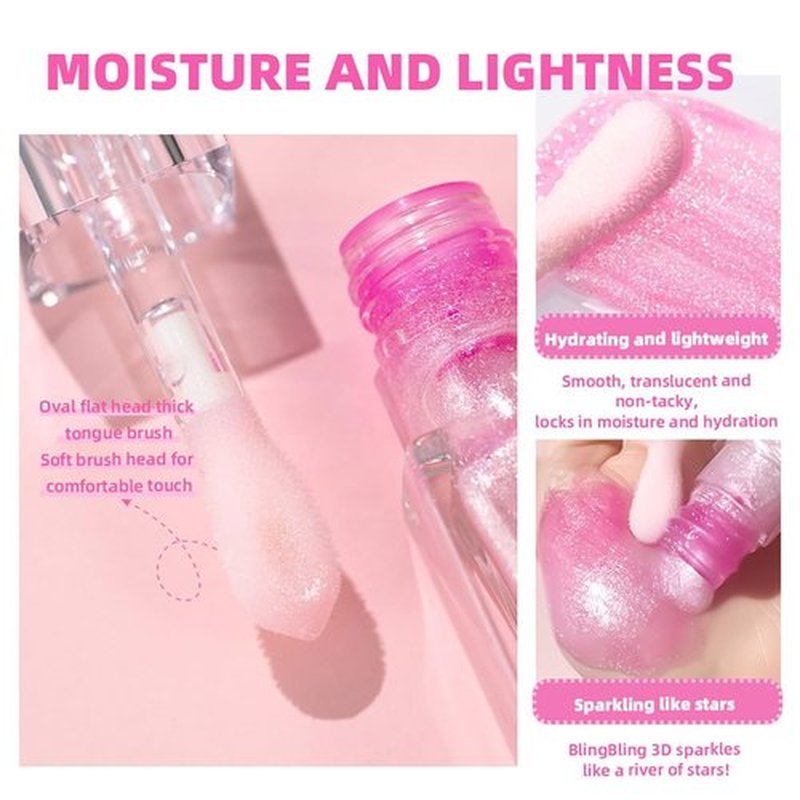 FYEBOO Magic Color Changing Lip Oil Ph, Glitter Lip Gloss, Upgraded Big Brush Head Moisturizing Lip Oil, Color Changing with Temperature, Moisturizing & Sparkling (# 01, 0.3 Oz)