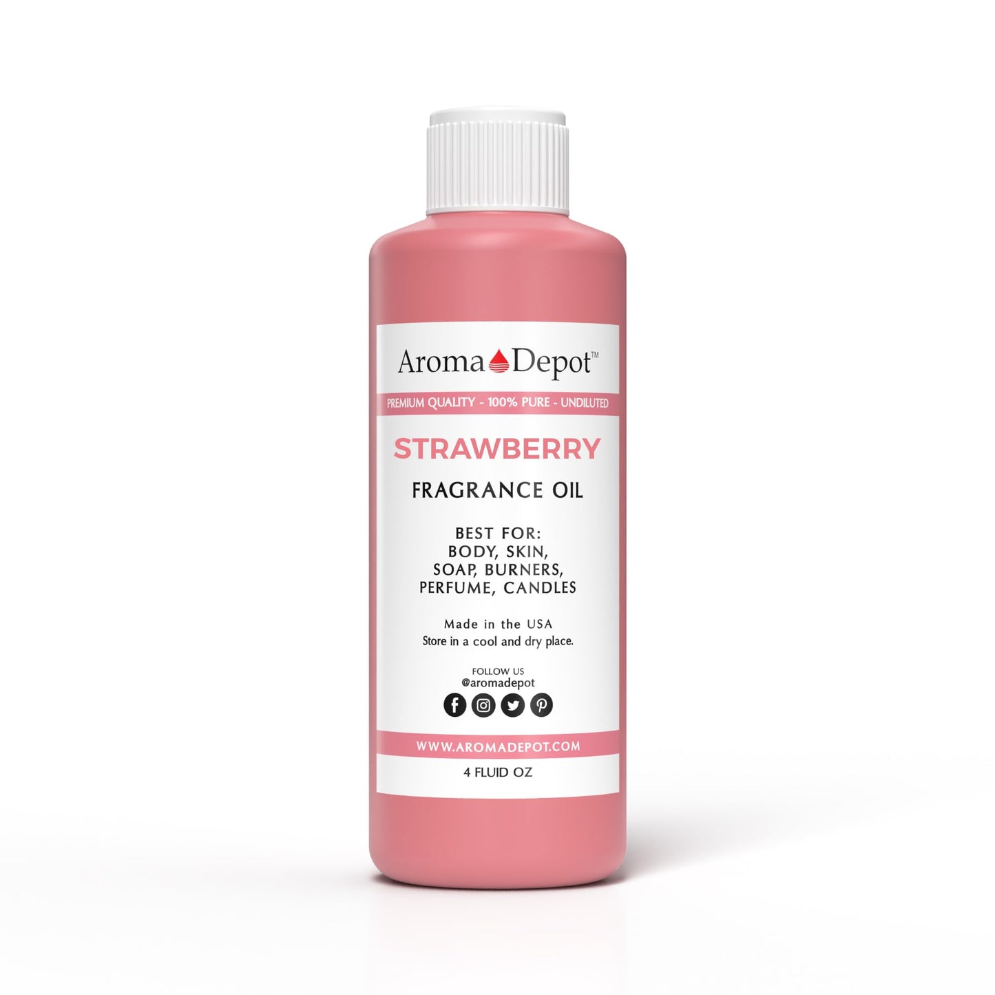 Aroma Depot 4 oz. StrawberryFragrance Oil I Perfume I Skin Oil I Scented Oil. DIY Projects Such as Candles, Bath Bombs, Body Butters, Creams & Lotions. for Diffuser, Burners, or Warmers.