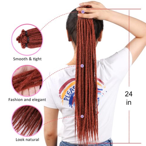 DAIRESS 24 Inch 10strands/pack Synthetic Dreadlocks Extensions Thin 0.6cm Soft Reggae Hair Hip-Hop Style Dread Extensions Long Crochet Braids For Hippie Dread locks Hair(24Inch 10strands, 350)