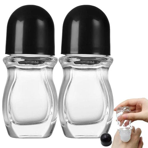 Generic 2 PCS Glass Deodorant Roller Bottle Empty, Roll On Bottles Containers, Leak Proof Refillable Roller Bottles for Essential Oils Perfume (30ml)