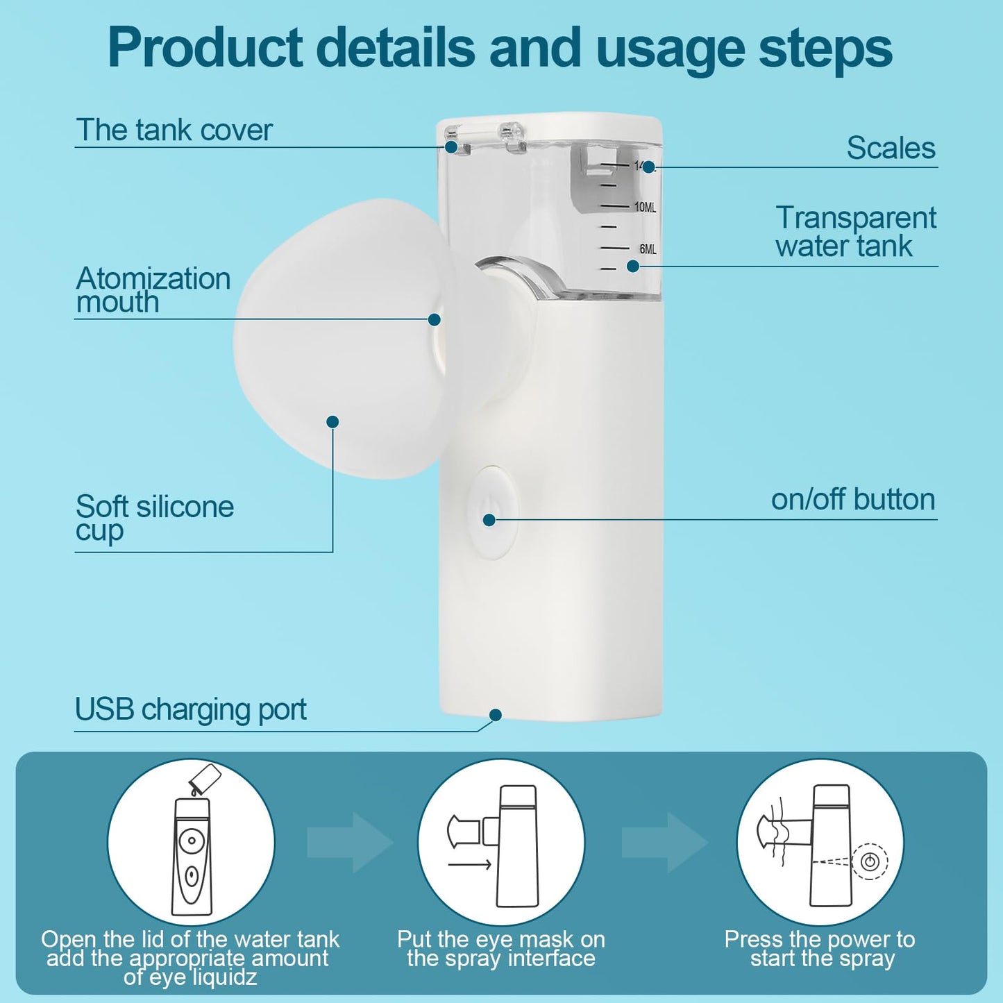 OTBK Portable Nano Mist Humidifier - Personal Eye & Face Moisturizer, USB Rechargeable Sprayer for Comfort