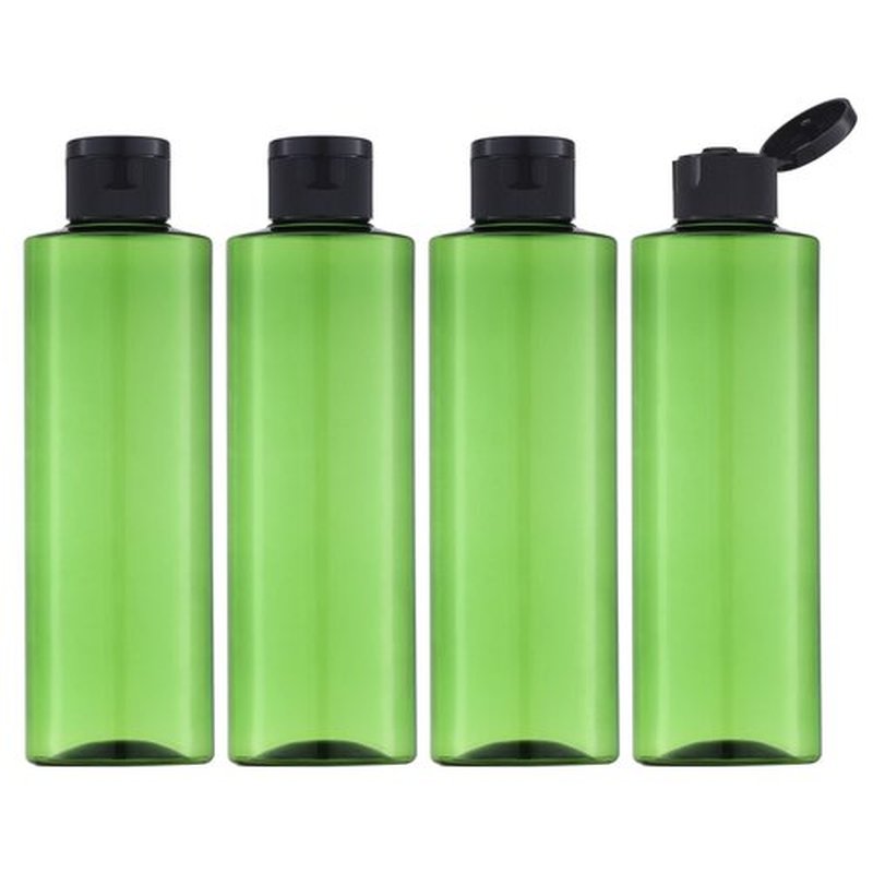 LISAPACK 8.3oz Travel Bottles with Flip Cap (4 Pcs) Empty Dispenser Container for Travel Size Cosmetics (250ml, Green)