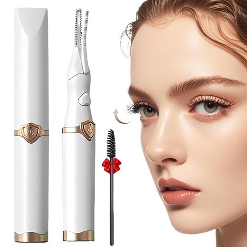 Heated Eyelash Curler - Fast Heat up in 8s - 3 Heat Modes with USB Rechargeable - Electric Eyelash Curler - 24 Hours Long Lasting (Beige)