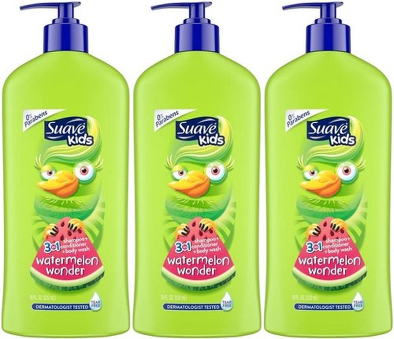 Suave Kids 3 In 1 Shampoo-Cond -Bodywash Watermelon 18 Ounce (Pack of 3)