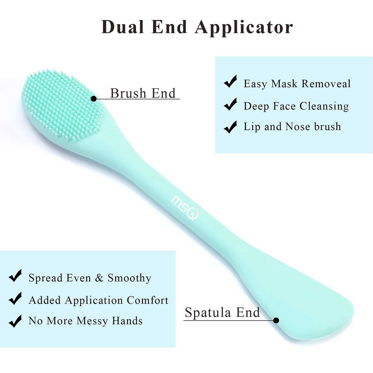 MSQ Silicone Face Mask Brush, Soft Facial Cleansing Scrubber, 2 Pack Double-End Facial Mask Brush for Mud, Clay, Charcoal Mixed Mask, DIY, Skincare Applicator Tools (Orange)