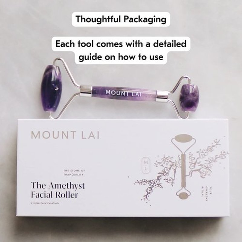 Mount Lai - The De-Puffing Amethyst Facial Roller Massager | A Daily Ritual, an Act of Self Care | Facial Massage to De-Puff, Soothe and Calm Irritate and Sensitive Skin