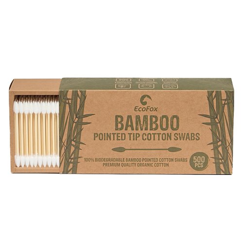 Precision Tip Cotton Swabs 500 Count | Organic & Biodegradable Pointed Cotton Buds | 100% Eco-Friendly & Natural | Perfect for Makeup, Fine Cleaning, Art