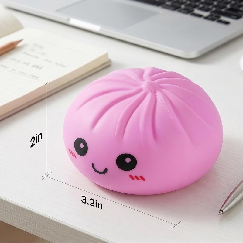 Colorful Dumpling Squishies - Glitter Mystery Box Fidget Stress Balls | Sensory Toy for Kids (Pink)