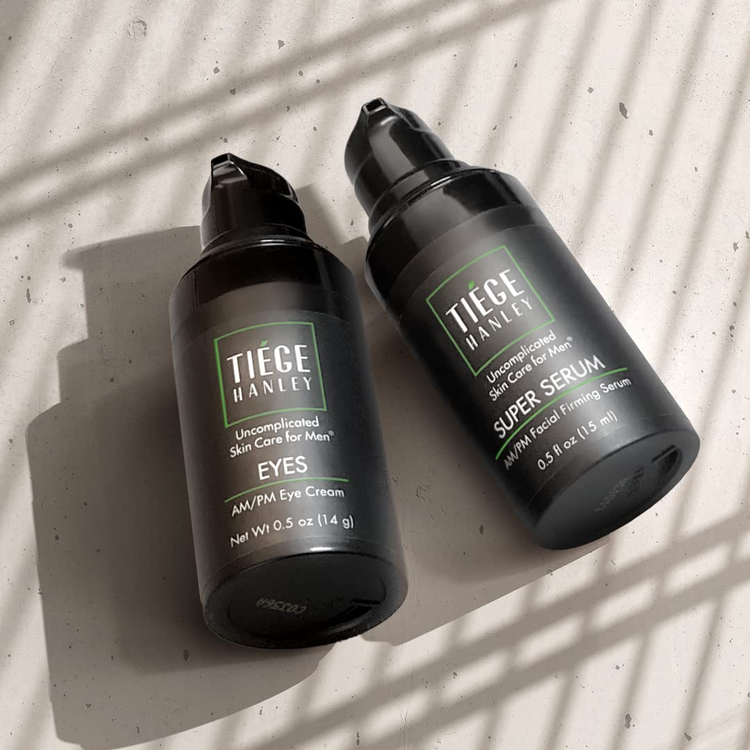 Tiege Hanley Anti Aging Bundle for Men, Eye Cream and Face Serum With Peptides, Hyaluronic Acid, and Vitamin B3 to Help Reduce the Look of Wrinkles and Dark Circles, Men’s Skin Care, 2 Piece Set