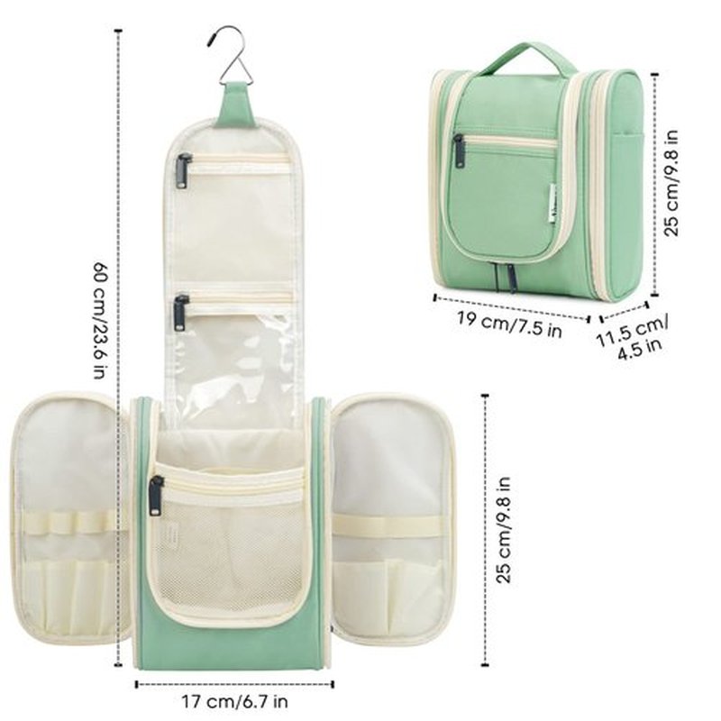 Narwey Small Hanging Toiletry Bag Women Travel Makeup Bag Organizer Toiletries Bag for Travel Size Essentials Accessories Cosmetics (Medium, Spring Green)