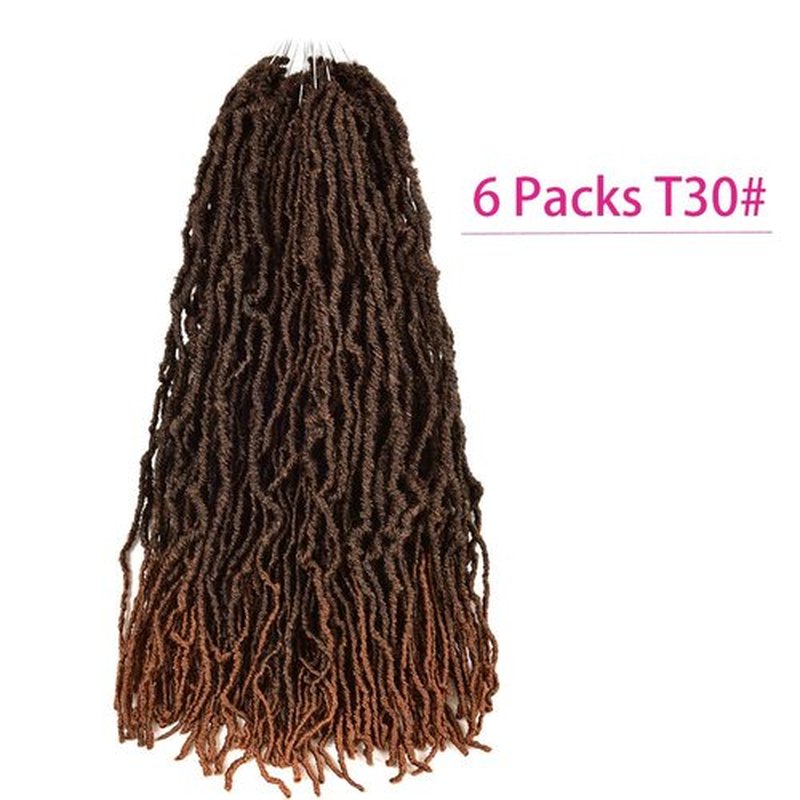 Niseyo Faux Locs Crochet Hair 24 Inch Soft Locs, 6 Packs Long Crochet Locs Pre Looped Crotchet Straight Synthetic Hair Extensions (T30/Ombre Medium Dark Brown)