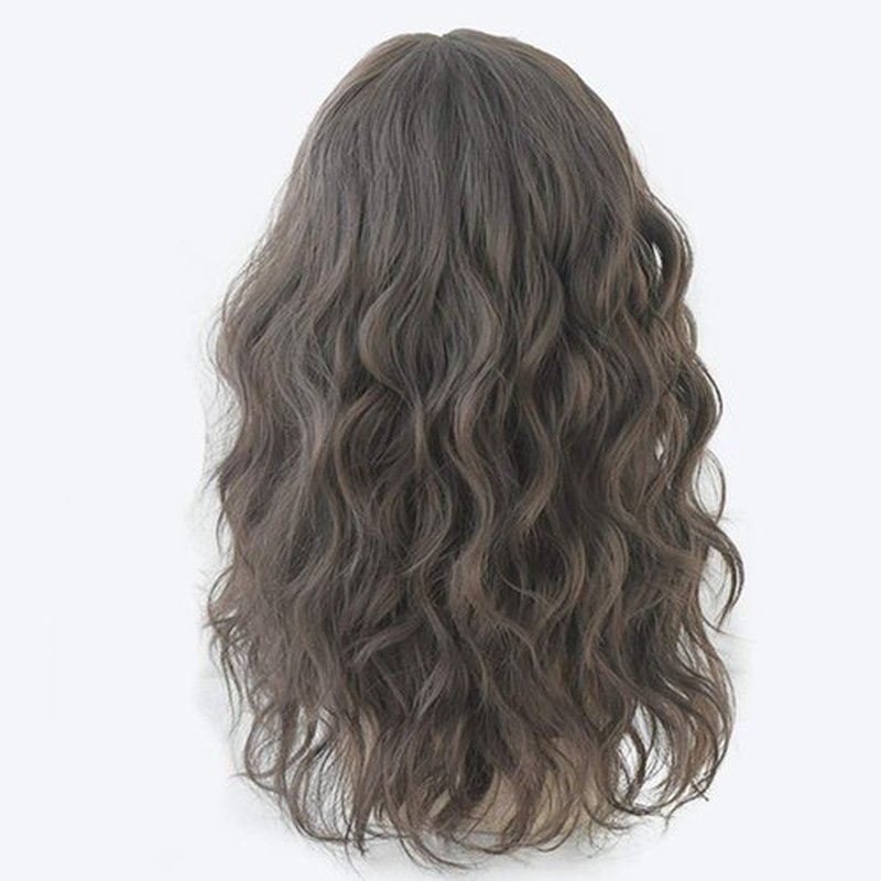 URCGTSA Wavy wigs with Bangs for women Party Wigs Natural Looking Heat Resistant Fiber Hair Color Wavy hair osplay Daily Part Wig for Women Full Hair Straight Wigs (Cold Black)
