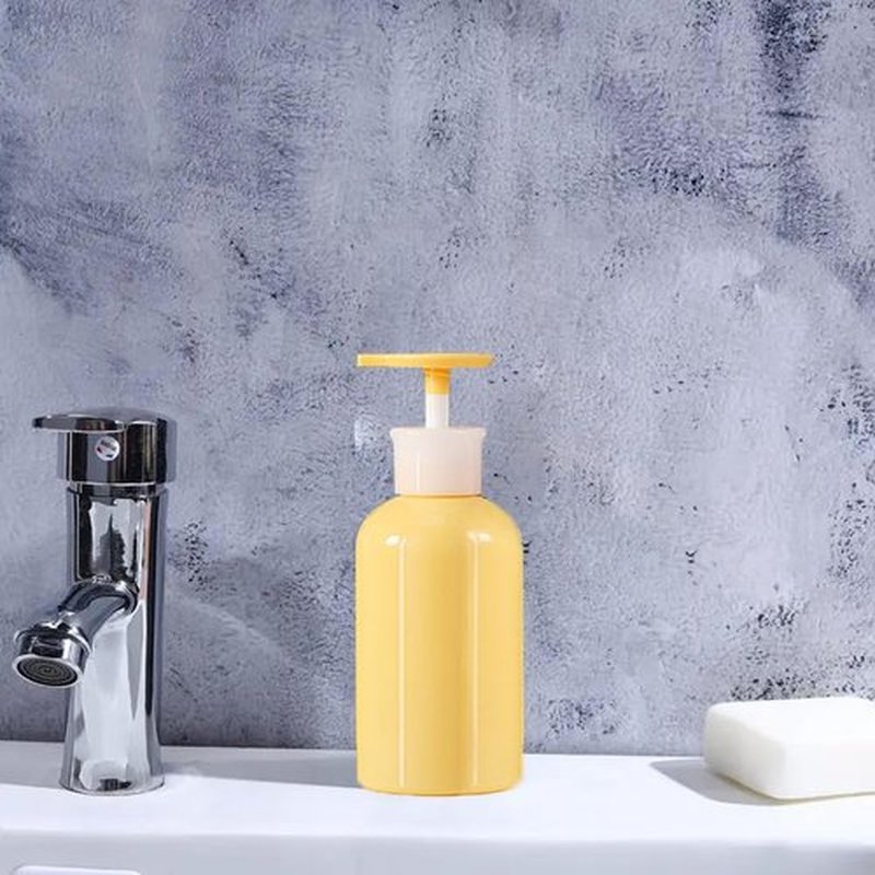 4 Pack Plastic Bottles with Pump Dispenser, Refillable Travel Containers, 300ml (Yellow)