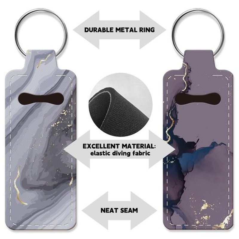 OLYCRAFT 2pcs Lipstick Holder Keychain Marble Pattern Lip Balm Holders Elastic Diving Fabric Lipstick Keychains Portable Lipstick Holder Bags Lipstick Sleeve Key Ring Holder for Lipstick Chapstick