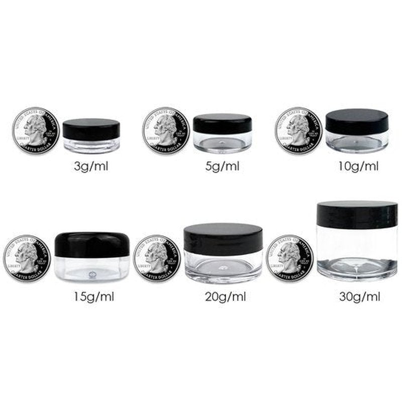 Beauticom 3g/3ml (0.1 Fl Oz) Round Clear Plastic Jars with Round Top Lids for Creams, Lotions, Make Up, Powders, Glitters, and more... (Color: Green Lid Quantity: 50 Pieces)